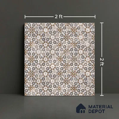 Moroccan Floor & Wall Tile TL 09805  2 ft x 2 ft  Vitrified Matte Finish Tile - 9 mm | Suitable For Kitchen, Balcony, Dining Area | Please Expect a Slight Variation of Pattern