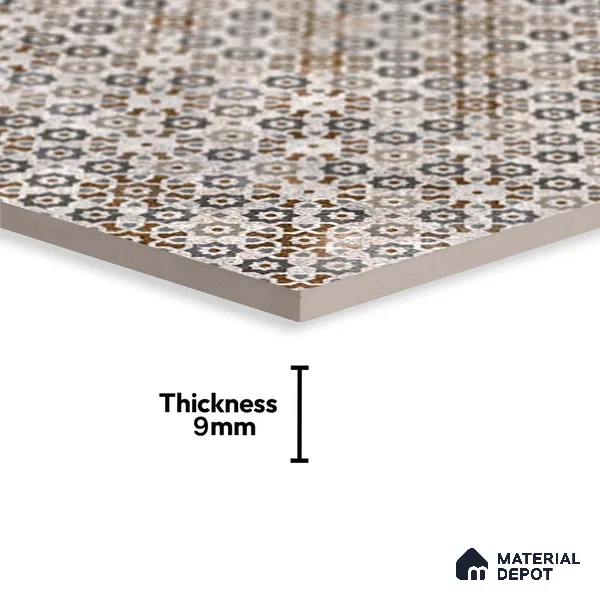 Moroccan Floor & Wall Tile TL 09805  2 ft x 2 ft  Vitrified Matte Finish Tile - 9 mm | Suitable For Kitchen, Balcony, Dining Area | Please Expect a Slight Variation of Pattern