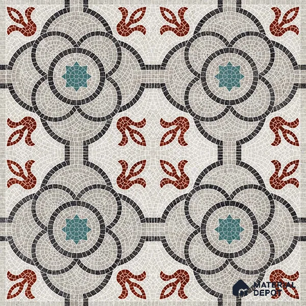 Moroccan Floor & Wall Tile TL 09802  2 ft x 2 ft  Vitrified Matte Finish Tile - 9 mm | Suitable For Foyer, Balcony, Dining Area | Please Expect a Slight Variation of Pattern