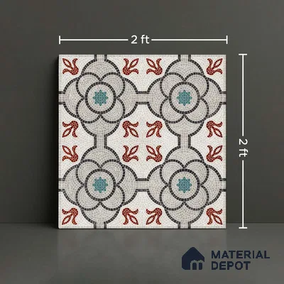Moroccan Floor & Wall Tile TL 09802  2 ft x 2 ft  Vitrified Matte Finish Tile - 9 mm | Suitable For Foyer, Balcony, Dining Area | Please Expect a Slight Variation of Pattern