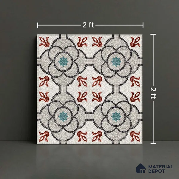 Moroccan Floor & Wall Tile TL 09802  2 ft x 2 ft  Vitrified Matte Finish Tile - 9 mm | Suitable For Foyer, Balcony, Dining Area | Please Expect a Slight Variation of Pattern