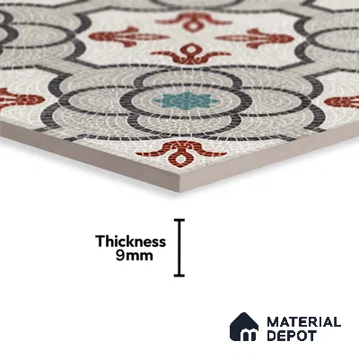 Moroccan Floor & Wall Tile TL 09802  2 ft x 2 ft  Vitrified Matte Finish Tile - 9 mm | Suitable For Foyer, Balcony, Dining Area | Please Expect a Slight Variation of Pattern