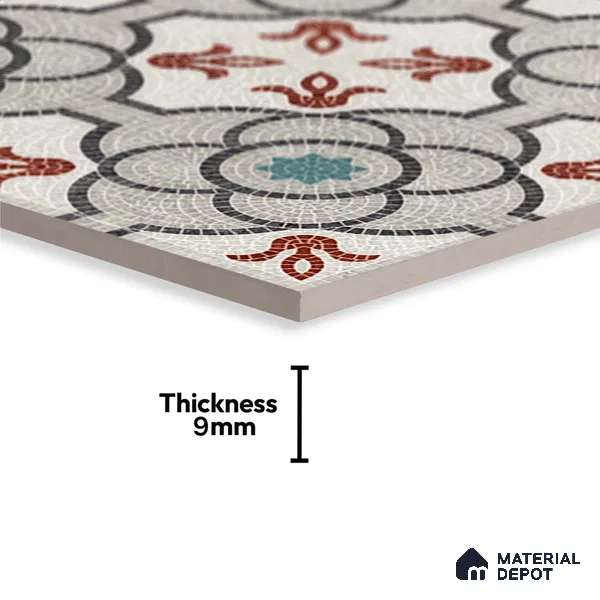 Moroccan Floor & Wall Tile TL 09802  2 ft x 2 ft  Vitrified Matte Finish Tile - 9 mm | Suitable For Foyer, Balcony, Dining Area | Please Expect a Slight Variation of Pattern