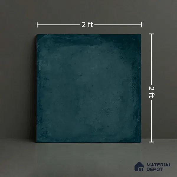 Cement Floor & Wall Tile TL 09811 B 2 ft x 2 ft Blue Vitrified Matte Finish Tile - 9 mm | Ideal for Living Room, Bedroom, Bathroom, Kitchen