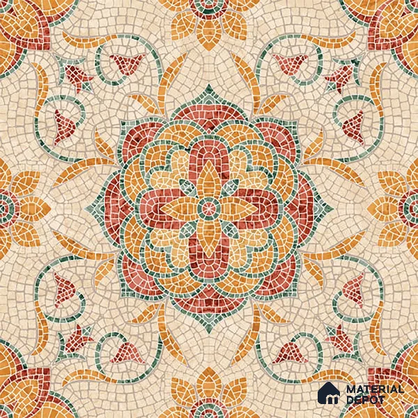 Moroccan Floor & Wall Tile TL 09804 B  2 ft x 2 ft Orange Vitrified Matte Finish Tile - 9 mm | Ideal for Living Room, Bedroom, Bathroom | Please Expect a Slight Variation of Pattern (Sample)