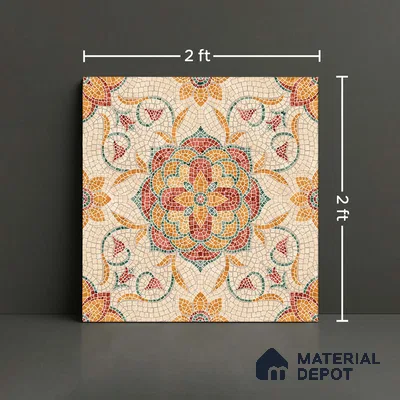 Moroccan Floor & Wall Tile TL 09804 B  2 ft x 2 ft Orange Vitrified Matte Finish Tile - 9 mm | Ideal for Living Room, Bedroom, Bathroom | Please Expect a Slight Variation of Pattern (Sample)
