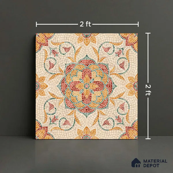 Moroccan Floor & Wall Tile TL 09804 B  2 ft x 2 ft Orange Vitrified Matte Finish Tile - 9 mm | Ideal for Living Room, Bedroom, Bathroom | Please Expect a Slight Variation of Pattern (Sample)