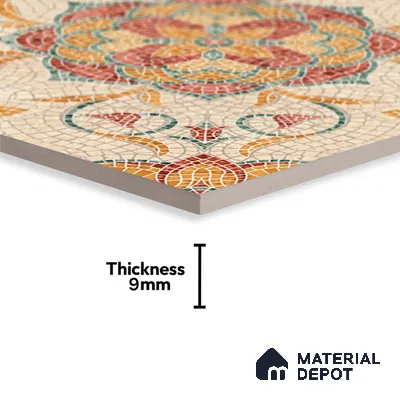 Moroccan Floor & Wall Tile TL 09804 B  2 ft x 2 ft Orange Vitrified Matte Finish Tile - 9 mm | Ideal for Living Room, Bedroom, Bathroom | Please Expect a Slight Variation of Pattern (Sample)