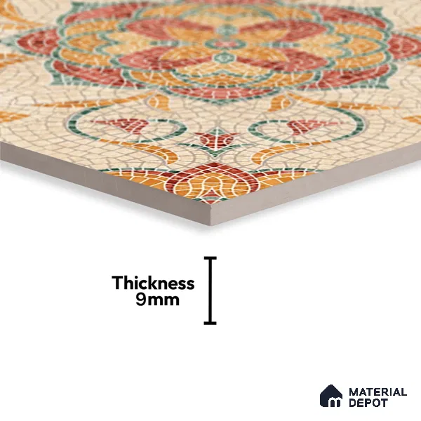 Moroccan Floor & Wall Tile TL 09804 B  2 ft x 2 ft Orange Vitrified Matte Finish Tile - 9 mm | Ideal for Living Room, Bedroom, Bathroom | Please Expect a Slight Variation of Pattern (Sample)
