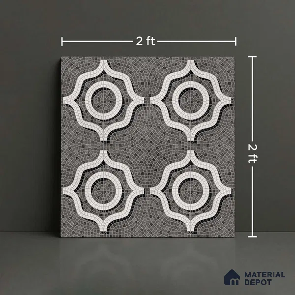 Faux Mosaic Wall & Floor Tile TL 09801 B 2 ft x 2 ft Vitrified Matte Finish Tile - 9 mm | Ideal for Living Room, Bedroom, Bathroom, Kitchen
