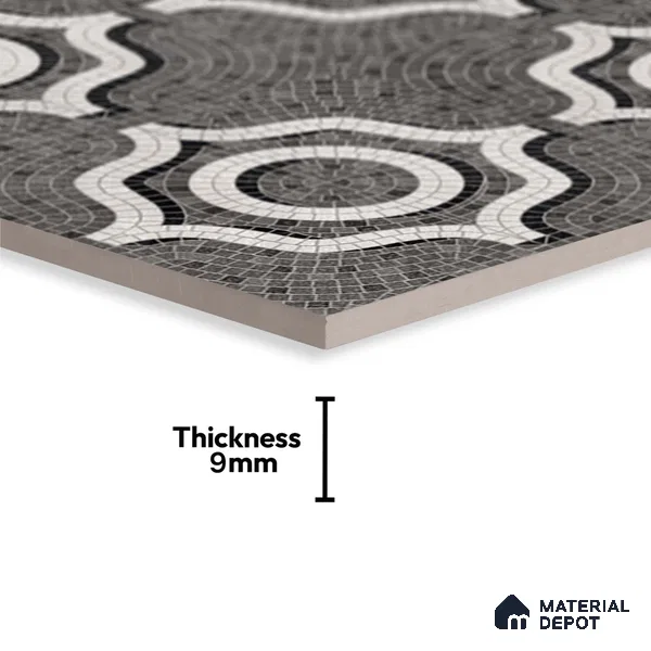 Faux Mosaic Wall & Floor Tile TL 09801 B 2 ft x 2 ft Vitrified Matte Finish Tile - 9 mm | Ideal for Living Room, Bedroom, Bathroom, Kitchen