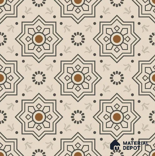 Moroccan Tile TL 08032 B Seoni Beige Beige 2 ft x 2 ft Vitrified Matte Finish - 9 mm | Suitable For Kitchen Backsplash, Balcony, Dining Area | Please Expect a Slight Variation of Pattern