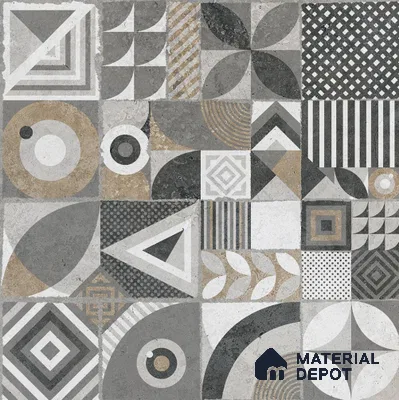 Moroccan Tile TL 08035 Linton Decor Grey 2 ft x 2 ft Vitrified Matte Finish - 9 mm | Suitable For Kitchen, Accent/Feature Wall, , Dining Area | Please Expect a Slight Variation of Pattern