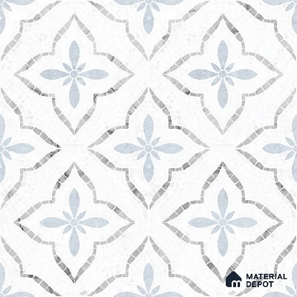 Moroccan Floor & Wall Tile TL 09819 B  2 ft x 2 ft White Vitrified Matte Finish Tile - 9 mm | Suitable For Kitchen, Bathroom, Dining Area | Please Expect a Slight Variation of Pattern