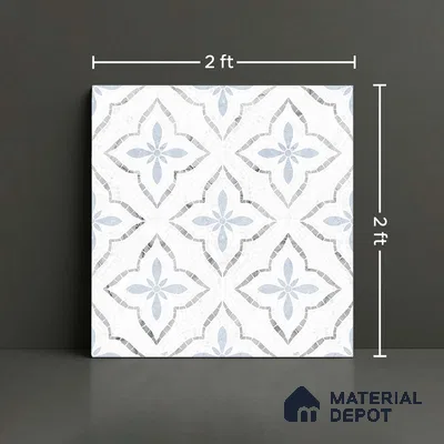 Moroccan Floor & Wall Tile TL 09819 B  2 ft x 2 ft White Vitrified Matte Finish Tile - 9 mm | Suitable For Kitchen, Bathroom, Dining Area | Please Expect a Slight Variation of Pattern