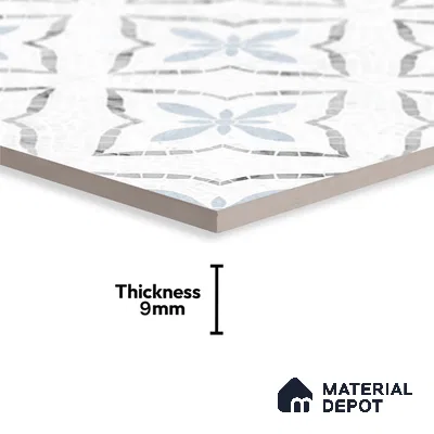 Moroccan Floor & Wall Tile TL 09819 B  2 ft x 2 ft White Vitrified Matte Finish Tile - 9 mm | Suitable For Kitchen, Bathroom, Dining Area | Please Expect a Slight Variation of Pattern