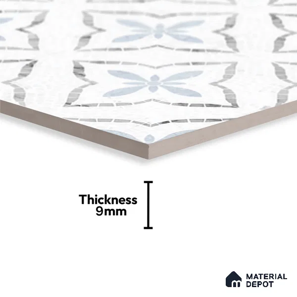 Moroccan Floor & Wall Tile TL 09819 B  2 ft x 2 ft White Vitrified Matte Finish Tile - 9 mm | Suitable For Kitchen, Bathroom, Dining Area | Please Expect a Slight Variation of Pattern