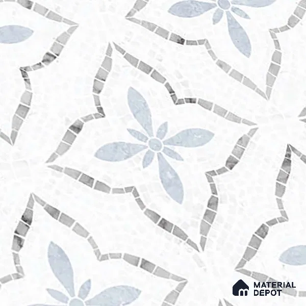 Moroccan Floor & Wall Tile TL 09819 B  2 ft x 2 ft White Vitrified Matte Finish Tile - 9 mm | Suitable For Kitchen, Bathroom, Dining Area | Please Expect a Slight Variation of Pattern