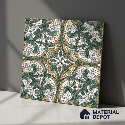 Moroccan Floor & Wall Tile TL 09819 C  2 ft x 2 ft Green Vitrified Matte Finish Tile - 9 mm | Suitable For Balcony, Courtyard, Corridor | Please Expect a Slight Variation of Pattern