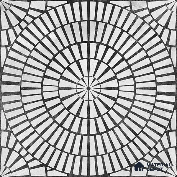 Moroccan Floor & Wall Tile TL 09819  2 ft x 2 ft Black Vitrified Matte Finish Tile - 9 mm | Suitable For Parking, Courtyard, Corridor | Please Expect a Slight Variation of Pattern