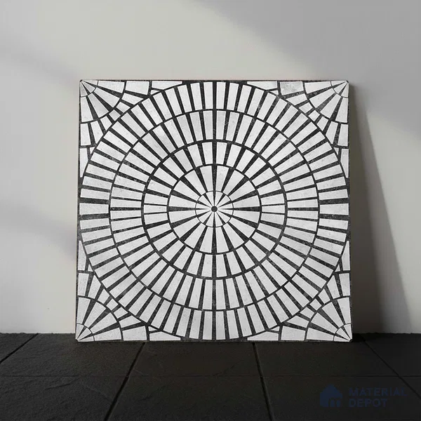 Moroccan Floor & Wall Tile TL 09819  2 ft x 2 ft Black Vitrified Matte Finish Tile - 9 mm | Suitable For Parking, Courtyard, Corridor | Please Expect a Slight Variation of Pattern
