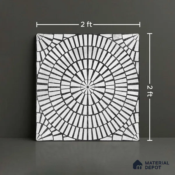 Moroccan Floor & Wall Tile TL 09819  2 ft x 2 ft Black Vitrified Matte Finish Tile - 9 mm | Suitable For Parking, Courtyard, Corridor | Please Expect a Slight Variation of Pattern