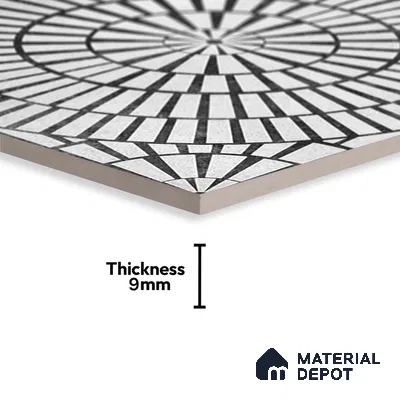 Moroccan Floor & Wall Tile TL 09819  2 ft x 2 ft Black Vitrified Matte Finish Tile - 9 mm | Suitable For Parking, Courtyard, Corridor | Please Expect a Slight Variation of Pattern