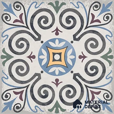 Moroccan Floor & Wall Tile TL 09817  2 ft x 2 ft Blue Vitrified Matte Finish Tile - 9 mm | Suitable For Kitchen, Balcony, Dining Area | Please Expect a Slight Variation of Pattern