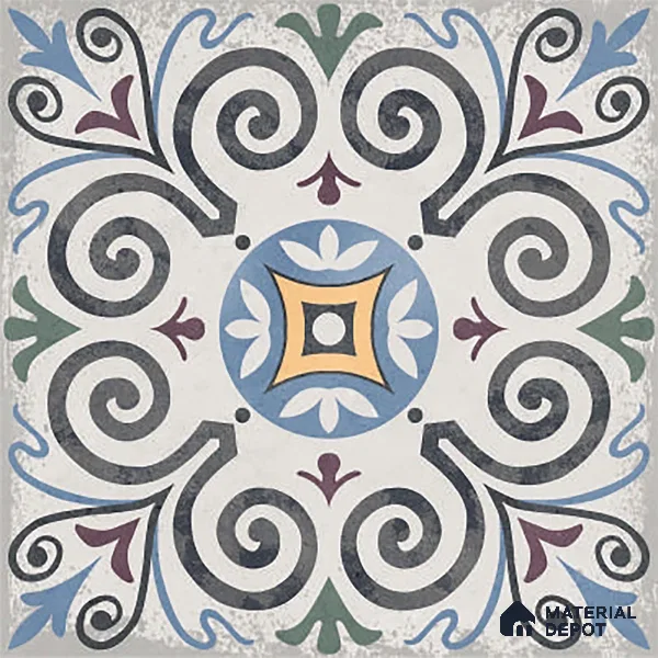 Moroccan Floor & Wall Tile TL 09817  2 ft x 2 ft Blue Vitrified Matte Finish Tile - 9 mm | Suitable For Kitchen, Balcony, Dining Area | Please Expect a Slight Variation of Pattern