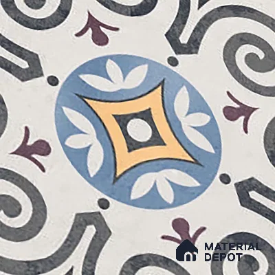 Moroccan Floor & Wall Tile TL 09817  2 ft x 2 ft Blue Vitrified Matte Finish Tile - 9 mm | Suitable For Kitchen, Balcony, Dining Area | Please Expect a Slight Variation of Pattern