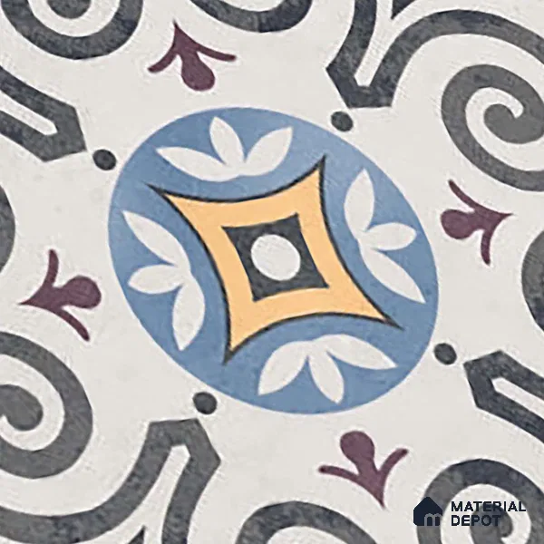 Moroccan Floor & Wall Tile TL 09817  2 ft x 2 ft Blue Vitrified Matte Finish Tile - 9 mm | Suitable For Kitchen, Balcony, Dining Area | Please Expect a Slight Variation of Pattern