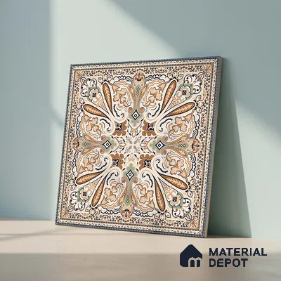 Moroccan Floor & Wall Tile TL 09814  2 ft x 2 ft Brown Vitrified Matte Finish Tile - 9 mm | Suitable For Kitchen, Bedroom, Dining Area | Please Expect a Slight Variation of Pattern