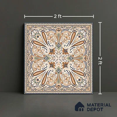 Moroccan Floor & Wall Tile TL 09814  2 ft x 2 ft Brown Vitrified Matte Finish Tile - 9 mm | Suitable For Kitchen, Bedroom, Dining Area | Please Expect a Slight Variation of Pattern