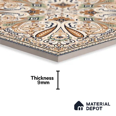 Moroccan Floor & Wall Tile TL 09814  2 ft x 2 ft Brown Vitrified Matte Finish Tile - 9 mm | Suitable For Kitchen, Bedroom, Dining Area | Please Expect a Slight Variation of Pattern