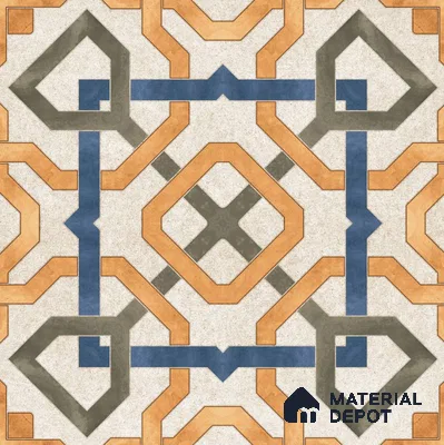Moroccan Tile TL 08034 Grunge Orange Orange 2 ft x 2 ft Vitrified Matte Finish - 9 mm | Suitable For Kitchen, Accent/Feature Wall, Balcony | Please Expect a Slight Variation of Pattern