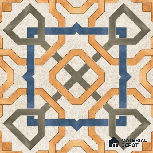 Moroccan Tile TL 08034 Grunge Orange Orange 2 ft x 2 ft Vitrified Matte Finish - 9 mm | Suitable for Living Room, Bedroom, Bathroom & Kitchen | Please Expect a Slight Variation of Pattern