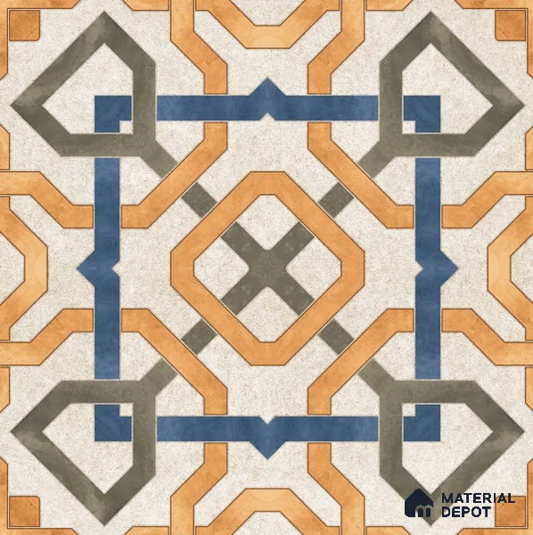 Moroccan Tile TL 08034 Grunge Orange Orange 2 ft x 2 ft Vitrified Matte Finish - 9 mm | Suitable For Kitchen, Accent/Feature Wall, Balcony | Please Expect a Slight Variation of Pattern