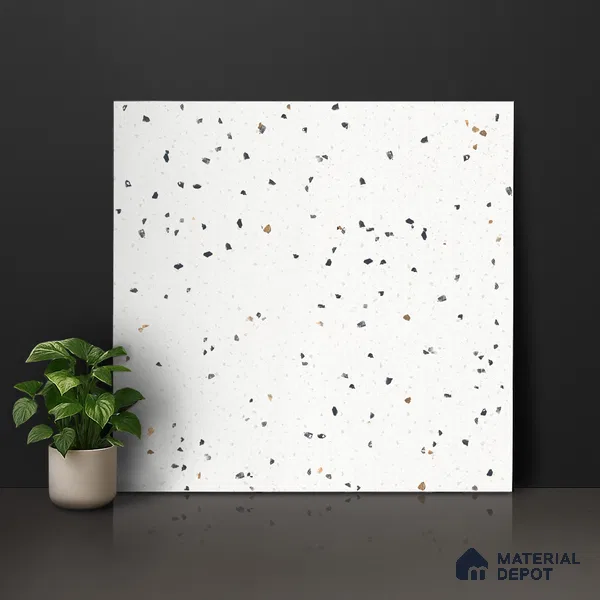 Terrazzo Floor & Wall Tile TL 07519 Lunar Specks 2 ft x 2 ft Rustic Carving Matte Finish Vitrified Tile - 9 mm |  Suitable For Living Room, Bedroom, Bathroom, Kitchen & Dining (Sample)