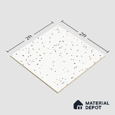 Terrazzo Floor & Wall Tile TL 07519 Lunar Specks 2 ft x 2 ft Rustic Carving Matte Finish Vitrified Tile - 9 mm |  Suitable For Living Room, Bedroom, Bathroom, Kitchen & Dining (Sample)