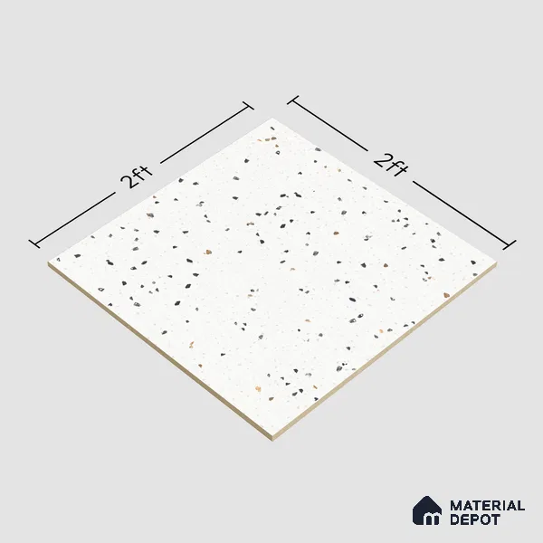 Terrazzo Floor & Wall Tile TL 07519 Lunar Specks 2 ft x 2 ft Rustic Carving Matte Finish Vitrified Tile - 9 mm |  Suitable For Living Room, Bedroom, Bathroom, Kitchen & Dining (Sample)