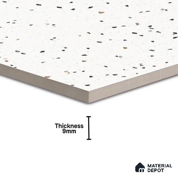 Terrazzo Floor & Wall Tile TL 07519 Lunar Specks 2 ft x 2 ft Rustic Carving Matte Finish Vitrified Tile - 9 mm |  Suitable For Living Room, Bedroom, Bathroom, Kitchen & Dining (Sample)