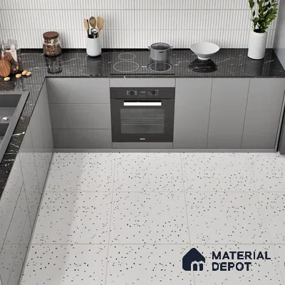 Terrazzo Floor & Wall Tile TL 07519 Lunar Specks 2 ft x 2 ft Rustic Carving Matte Finish Vitrified Tile - 9 mm |  Suitable For Living Room, Bedroom, Bathroom, Kitchen & Dining (Sample)