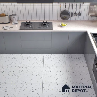 Terrazzo Floor & Wall Tile TL 07519 Lunar Specks 2 ft x 2 ft Rustic Carving Matte Finish Vitrified Tile - 9 mm |  Suitable For Living Room, Bedroom, Bathroom, Kitchen & Dining (Sample)
