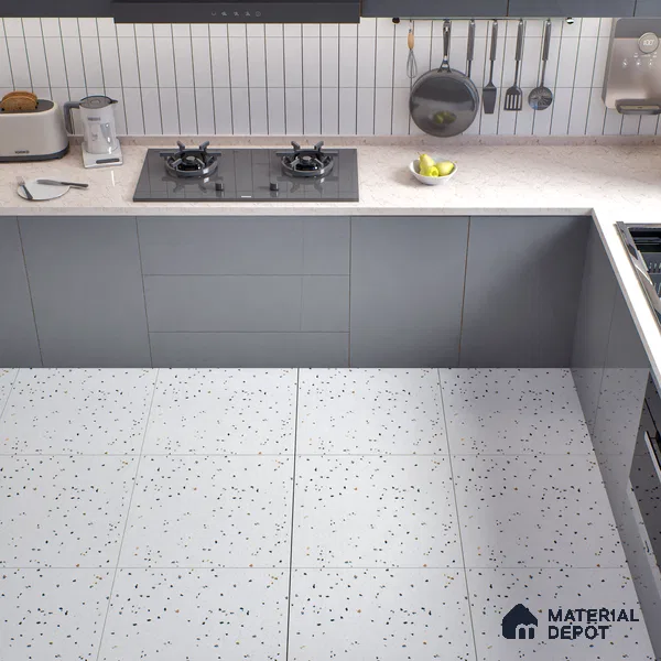 Terrazzo Floor & Wall Tile TL 07519 Lunar Specks 2 ft x 2 ft Rustic Carving Matte Finish Vitrified Tile - 9 mm |  Suitable For Living Room, Bedroom, Bathroom, Kitchen & Dining (Sample)