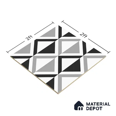 Geometric Look Floor & Wall Tile TL 07619 Crystal Prism 2 ft x 2 ft Rustic Carving Matte Finish Vitrified Tile - 9 mm |  Suitable For Living Room, Bedroom, Bathroom, Kitchen & Dining | Please Expect a Slight Variation of Pattern (Sample)