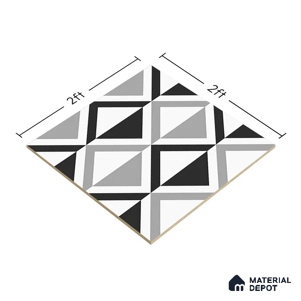 Geometric Look Floor & Wall Tile TL 07619 Crystal Prism 2 ft x 2 ft Rustic Carving Matte Finish Vitrified Tile - 9 mm |  Suitable For Living Room, Bedroom, Bathroom, Kitchen & Dining | Please Expect a Slight Variation of Pattern (Sample)