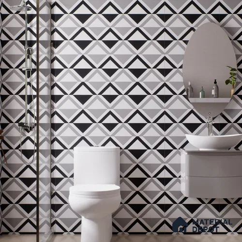 Moroccan Look Floor & Wall Tile TL 07619 Prism Monochrome 2 ft x 2 ft Rustic Carving Matte Finish Vitrified Tile - 9 mm | Suitable For Kitchen, Bathroom, Dining Area | Please Expect a Slight Variation of Pattern