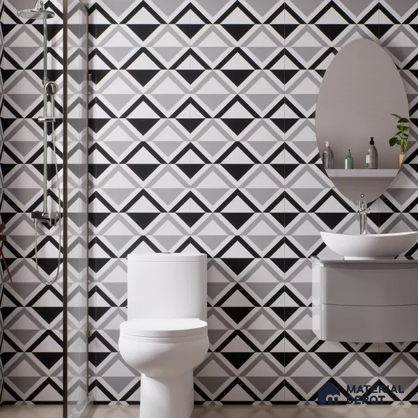 Geometric Look Floor & Wall Tile TL 07619 Crystal Prism 2 ft x 2 ft Rustic Carving Matte Finish Vitrified Tile - 9 mm |  Suitable For Living Room, Bedroom, Bathroom, Kitchen & Dining | Please Expect a Slight Variation of Pattern (Sample)