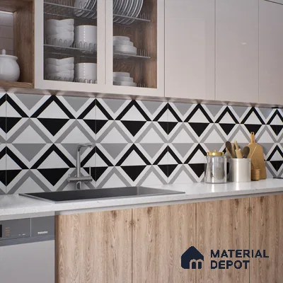 Geometric Look Floor & Wall Tile TL 07619 Crystal Prism 2 ft x 2 ft Rustic Carving Matte Finish Vitrified Tile - 9 mm |  Suitable For Living Room, Bedroom, Bathroom, Kitchen & Dining | Please Expect a Slight Variation of Pattern (Sample)