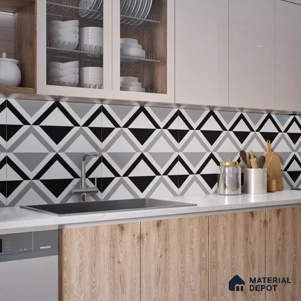 Geometric Look Floor & Wall Tile TL 07619 Crystal Prism 2 ft x 2 ft Rustic Carving Matte Finish Vitrified Tile - 9 mm |  Suitable For Living Room, Bedroom, Bathroom, Kitchen & Dining | Please Expect a Slight Variation of Pattern (Sample)